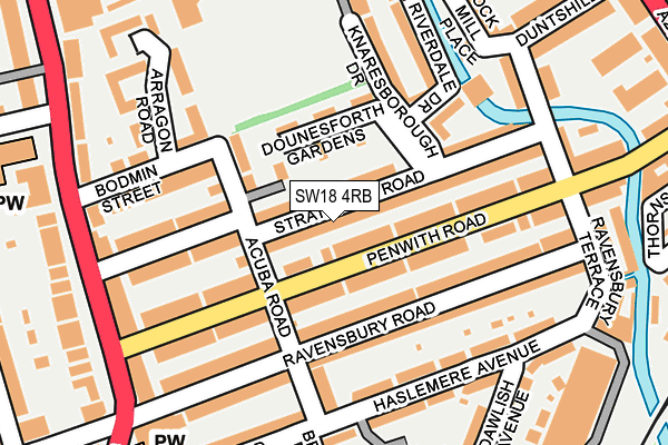 SW18 4RB map - OS OpenMap – Local (Ordnance Survey)