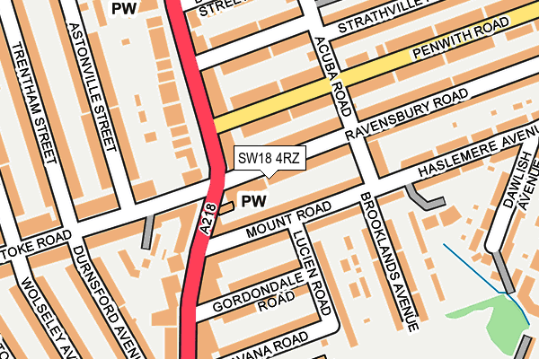 SW18 4RZ map - OS OpenMap – Local (Ordnance Survey)