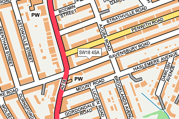 SW18 4SA map - OS OpenMap – Local (Ordnance Survey)