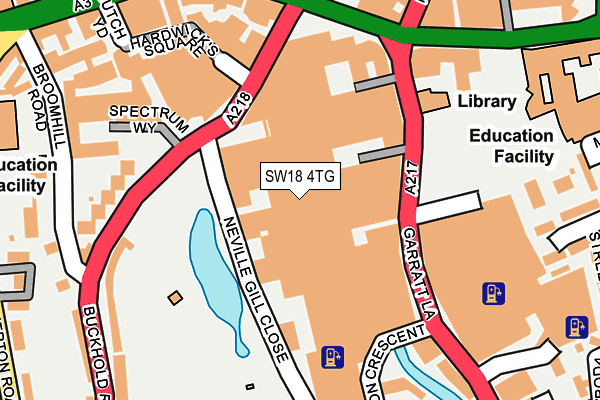 SW18 4TG map - OS OpenMap – Local (Ordnance Survey)