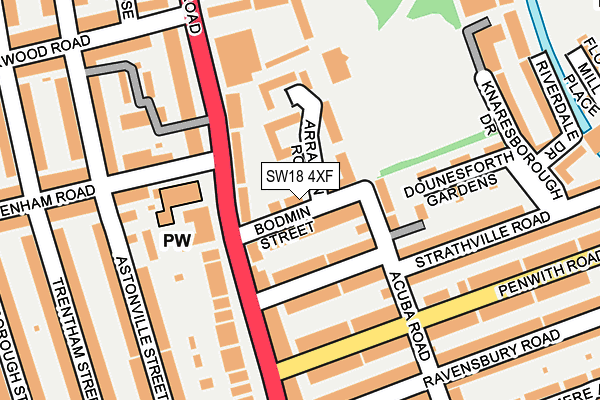 SW18 4XF map - OS OpenMap – Local (Ordnance Survey)