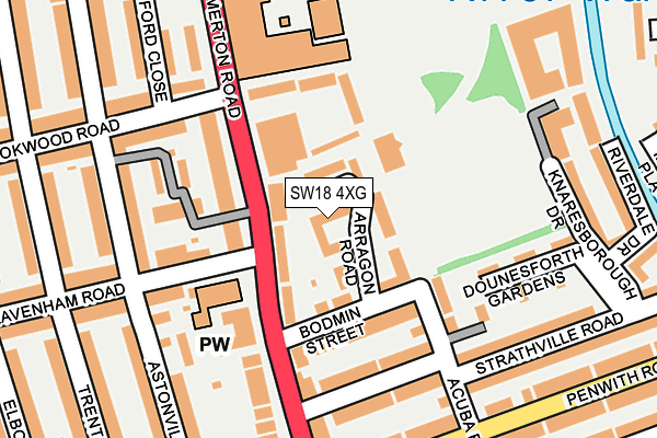 SW18 4XG map - OS OpenMap – Local (Ordnance Survey)