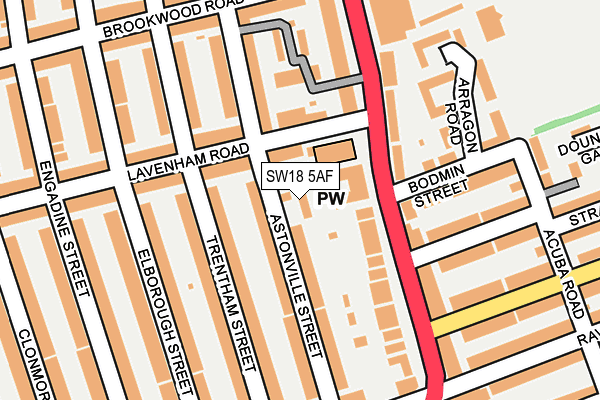SW18 5AF map - OS OpenMap – Local (Ordnance Survey)