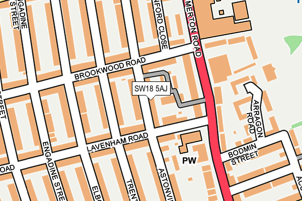 SW18 5AJ map - OS OpenMap – Local (Ordnance Survey)