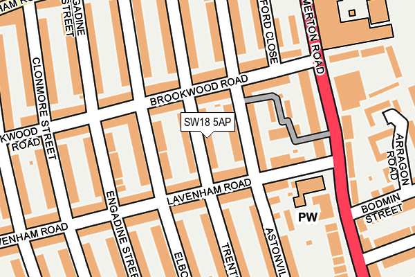 SW18 5AP map - OS OpenMap – Local (Ordnance Survey)