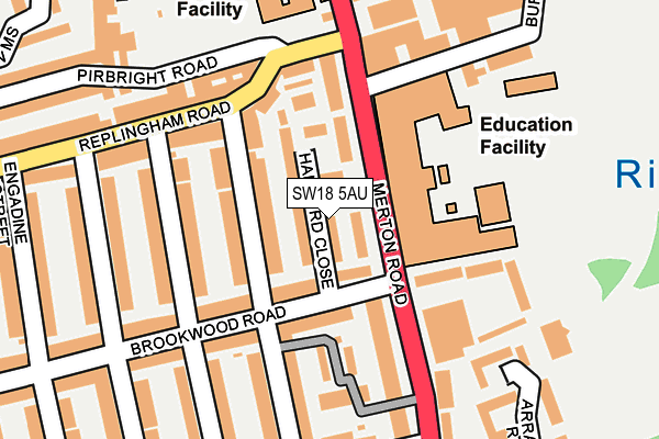 SW18 5AU map - OS OpenMap – Local (Ordnance Survey)