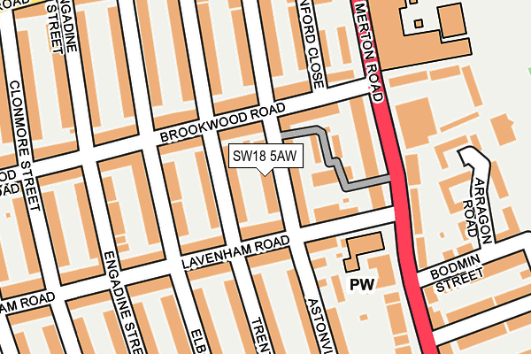 SW18 5AW map - OS OpenMap – Local (Ordnance Survey)