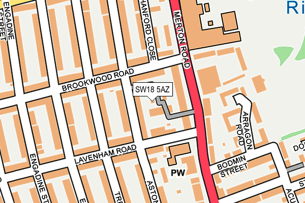SW18 5AZ map - OS OpenMap – Local (Ordnance Survey)