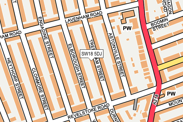 SW18 5DJ map - OS OpenMap – Local (Ordnance Survey)