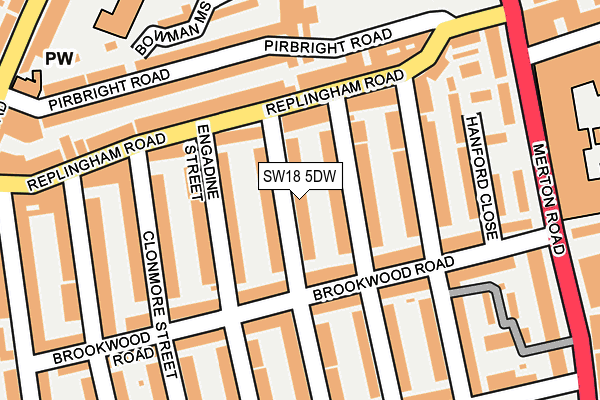 SW18 5DW map - OS OpenMap – Local (Ordnance Survey)