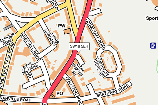 SW18 5EH map - OS OpenMap – Local (Ordnance Survey)