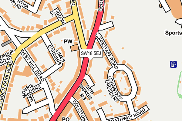 SW18 5EJ map - OS OpenMap – Local (Ordnance Survey)