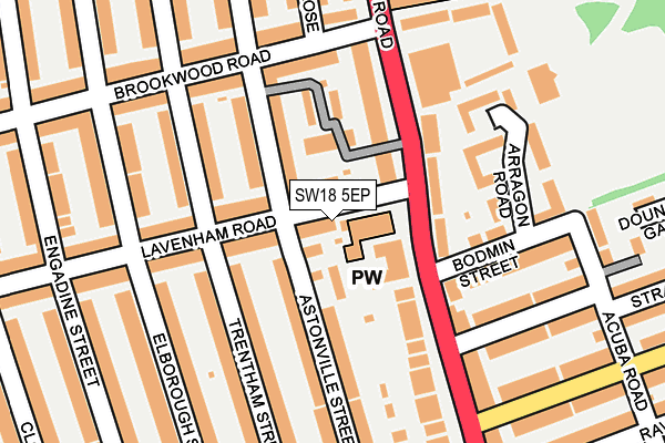 SW18 5EP map - OS OpenMap – Local (Ordnance Survey)