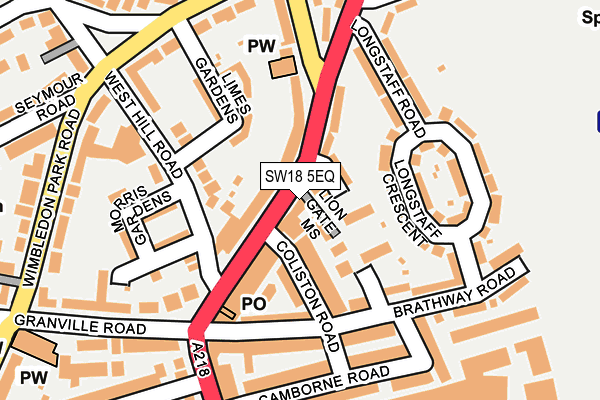 SW18 5EQ map - OS OpenMap – Local (Ordnance Survey)