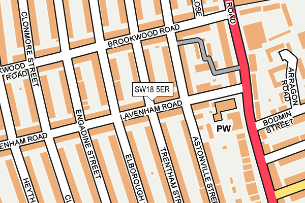 SW18 5ER map - OS OpenMap – Local (Ordnance Survey)