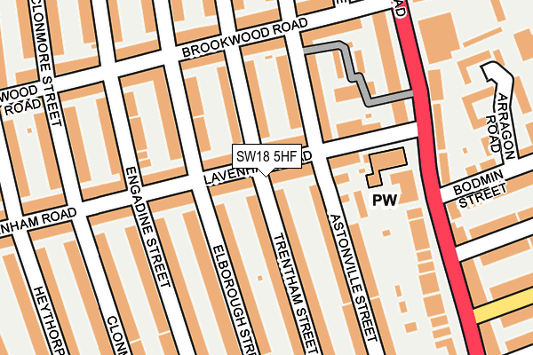 SW18 5HF map - OS OpenMap – Local (Ordnance Survey)