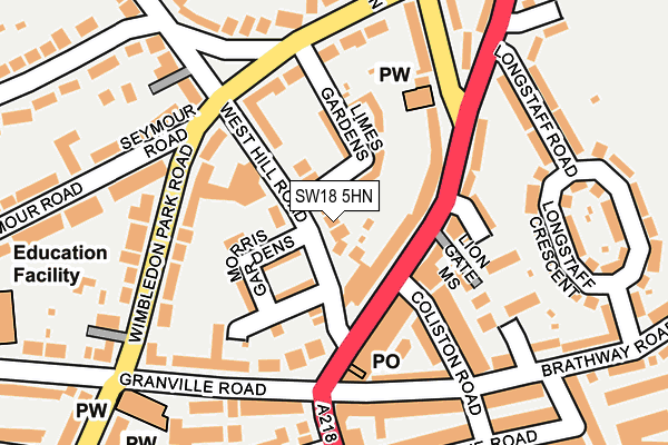 SW18 5HN map - OS OpenMap – Local (Ordnance Survey)