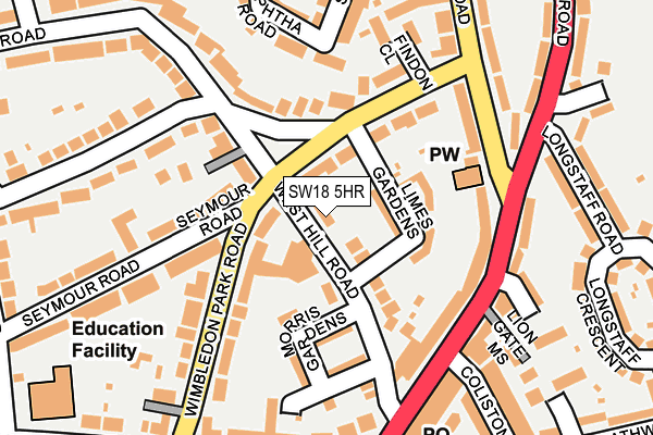 SW18 5HR map - OS OpenMap – Local (Ordnance Survey)