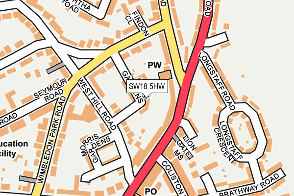 SW18 5HW map - OS OpenMap – Local (Ordnance Survey)