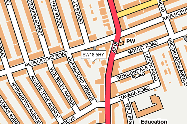 SW18 5HY map - OS OpenMap – Local (Ordnance Survey)