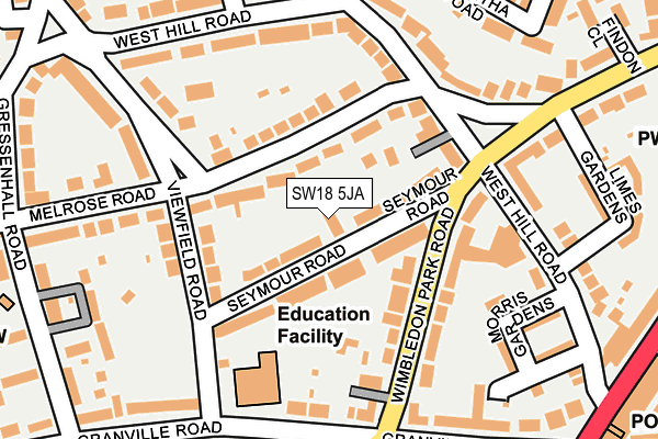 SW18 5JA map - OS OpenMap – Local (Ordnance Survey)