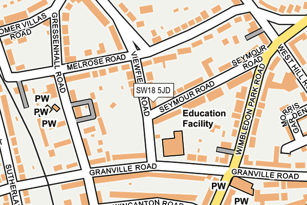 SW18 5JD map - OS OpenMap – Local (Ordnance Survey)