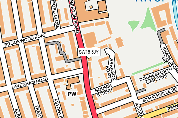SW18 5JY map - OS OpenMap – Local (Ordnance Survey)