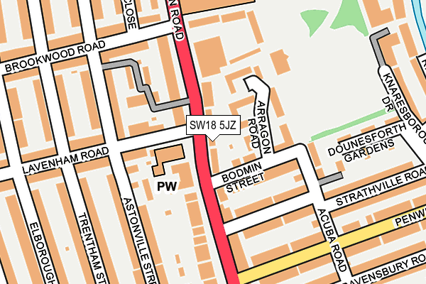 SW18 5JZ map - OS OpenMap – Local (Ordnance Survey)