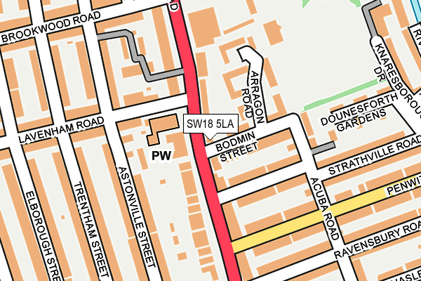 SW18 5LA map - OS OpenMap – Local (Ordnance Survey)