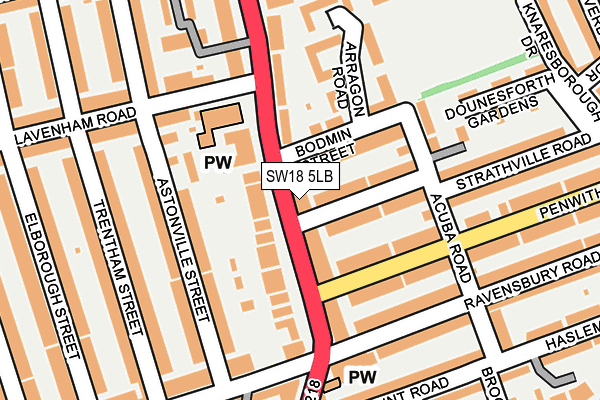 SW18 5LB map - OS OpenMap – Local (Ordnance Survey)