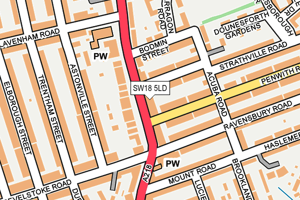 SW18 5LD map - OS OpenMap – Local (Ordnance Survey)