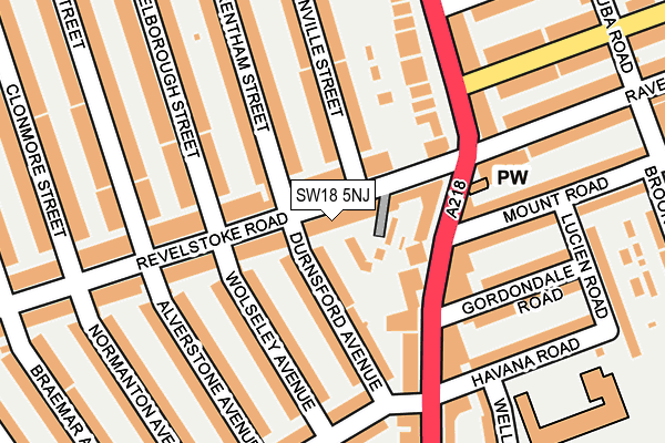 SW18 5NJ map - OS OpenMap – Local (Ordnance Survey)