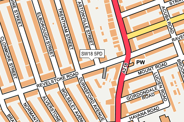 SW18 5PD map - OS OpenMap – Local (Ordnance Survey)