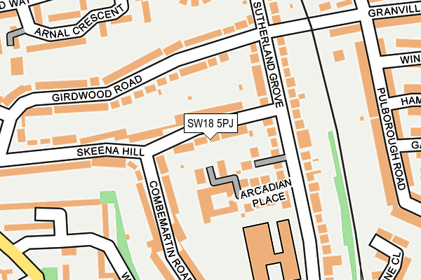 SW18 5PJ map - OS OpenMap – Local (Ordnance Survey)
