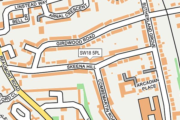 SW18 5PL map - OS OpenMap – Local (Ordnance Survey)