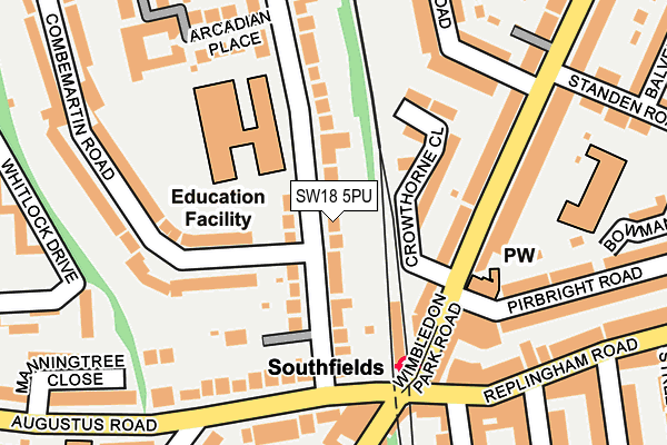 SW18 5PU map - OS OpenMap – Local (Ordnance Survey)