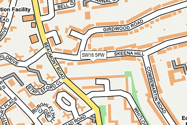 SW18 5PW map - OS OpenMap – Local (Ordnance Survey)