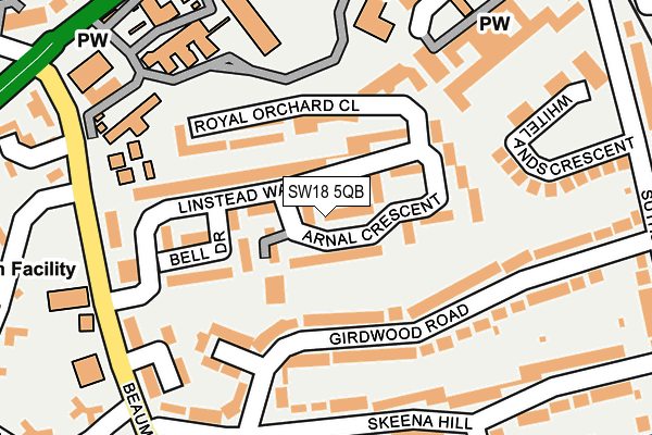 SW18 5QB map - OS OpenMap – Local (Ordnance Survey)