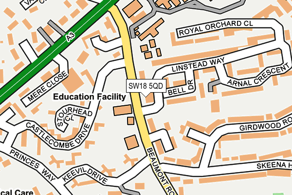 SW18 5QD map - OS OpenMap – Local (Ordnance Survey)