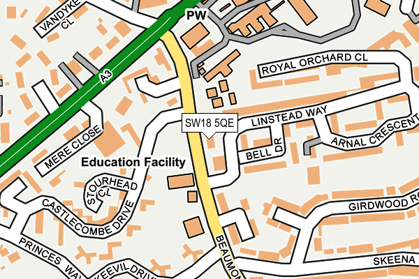 SW18 5QE map - OS OpenMap – Local (Ordnance Survey)