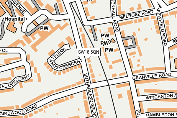 SW18 5QN map - OS OpenMap – Local (Ordnance Survey)
