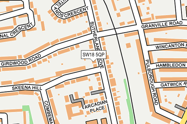 SW18 5QP map - OS OpenMap – Local (Ordnance Survey)