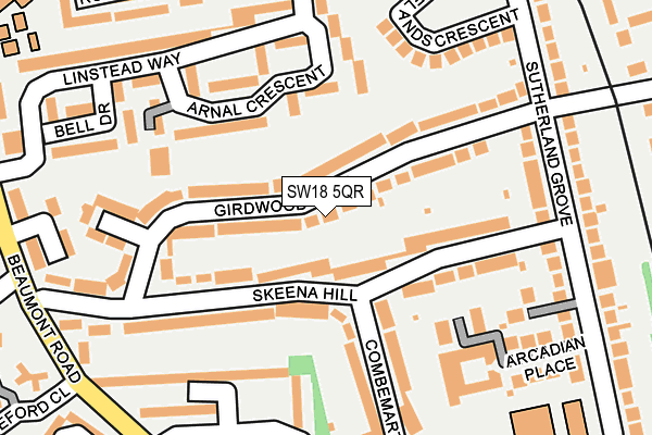 SW18 5QR map - OS OpenMap – Local (Ordnance Survey)