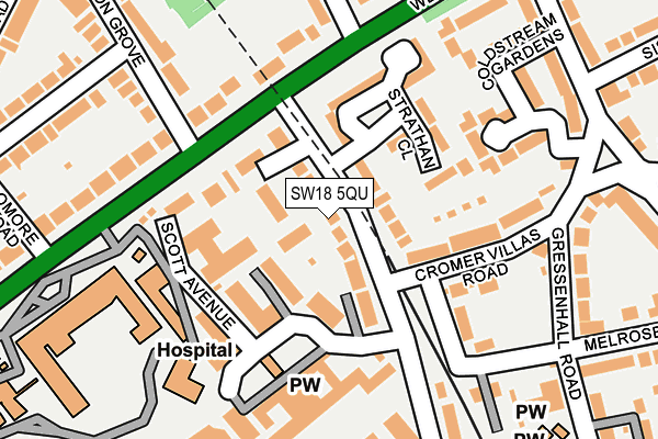 SW18 5QU map - OS OpenMap – Local (Ordnance Survey)