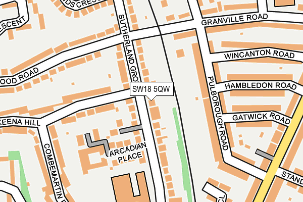 SW18 5QW map - OS OpenMap – Local (Ordnance Survey)