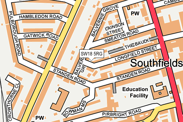 SW18 5RG map - OS OpenMap – Local (Ordnance Survey)