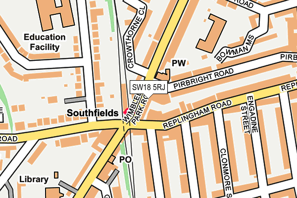 SW18 5RJ map - OS OpenMap – Local (Ordnance Survey)