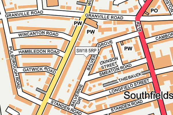SW18 5RP map - OS OpenMap – Local (Ordnance Survey)