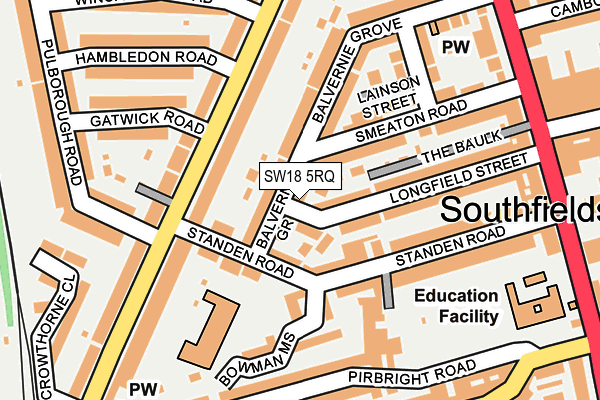 SW18 5RQ map - OS OpenMap – Local (Ordnance Survey)