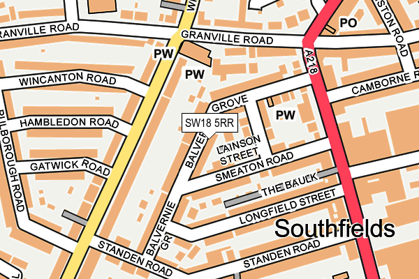 SW18 5RR map - OS OpenMap – Local (Ordnance Survey)